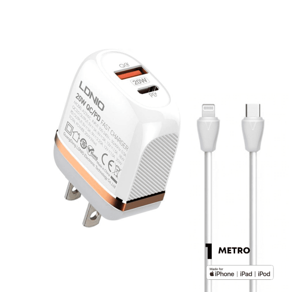Cargador 20W 1 Metro Lightning Ldnio