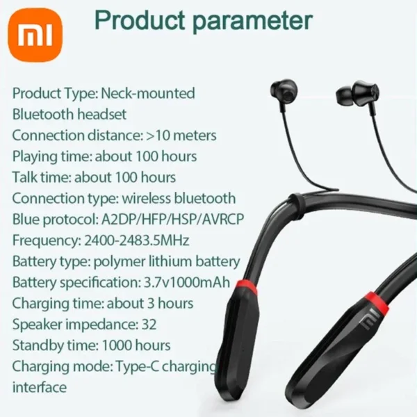 XIAOMI-auriculares inalámbricos i35 con banda para el cuello, cascos deportivos con Bluetooth, sonido 9D, impermeables, TWS, con micrófono para teléfono - Imagen 4