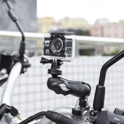 Soporte de manillar para moto o bicicleta, con base para cámara Gopro, Insta360 y otras camaras de acción