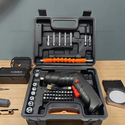 Atornillador eléctrico 3,6 V con batería recarfable y maleta de accesorios